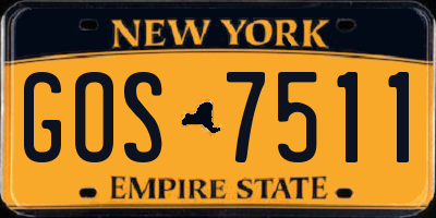 NY license plate GOS7511