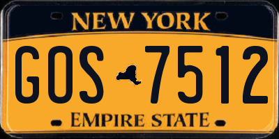 NY license plate GOS7512