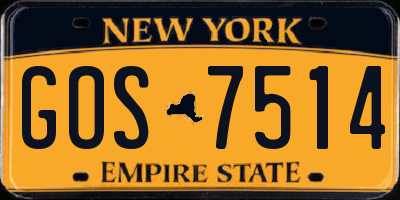 NY license plate GOS7514