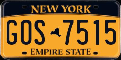 NY license plate GOS7515
