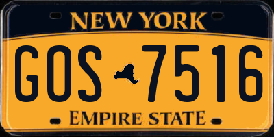 NY license plate GOS7516