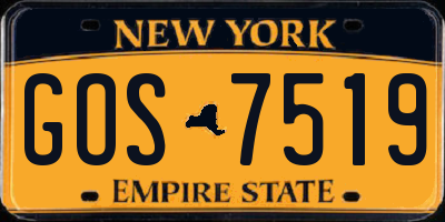 NY license plate GOS7519