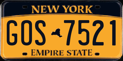 NY license plate GOS7521