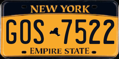 NY license plate GOS7522