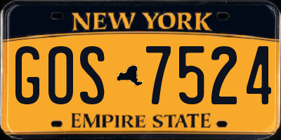NY license plate GOS7524