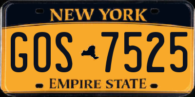 NY license plate GOS7525