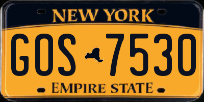 NY license plate GOS7530