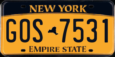 NY license plate GOS7531