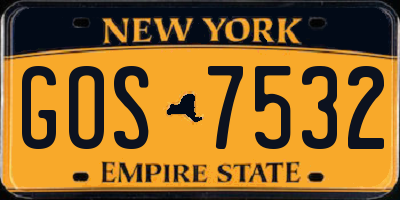 NY license plate GOS7532