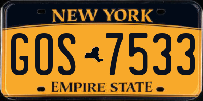 NY license plate GOS7533