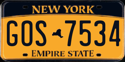 NY license plate GOS7534