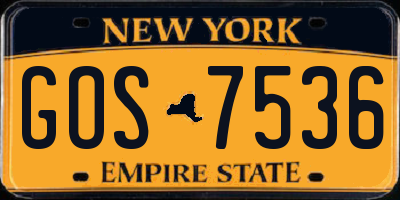 NY license plate GOS7536