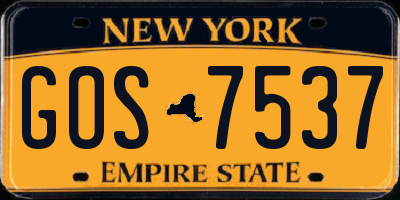 NY license plate GOS7537