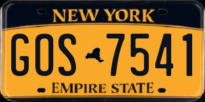 NY license plate GOS7541