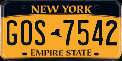 NY license plate GOS7542