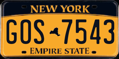 NY license plate GOS7543