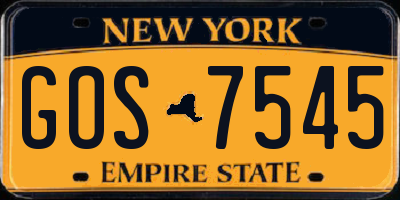 NY license plate GOS7545