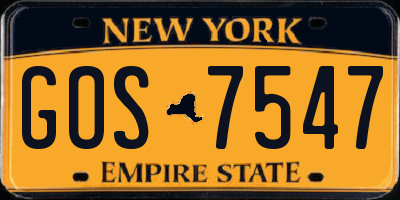 NY license plate GOS7547