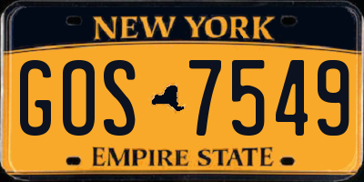 NY license plate GOS7549
