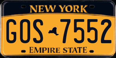 NY license plate GOS7552