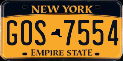 NY license plate GOS7554