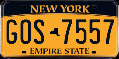 NY license plate GOS7557