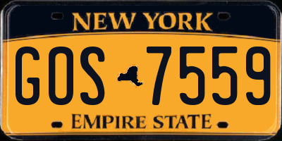NY license plate GOS7559