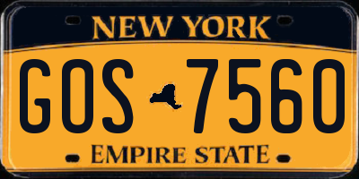 NY license plate GOS7560
