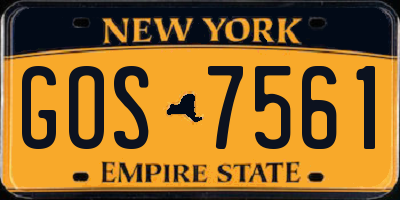 NY license plate GOS7561