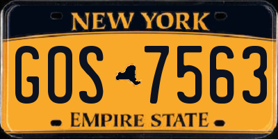 NY license plate GOS7563