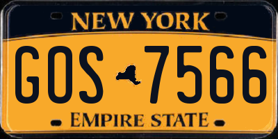 NY license plate GOS7566