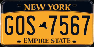 NY license plate GOS7567