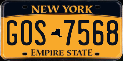 NY license plate GOS7568