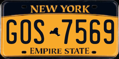NY license plate GOS7569