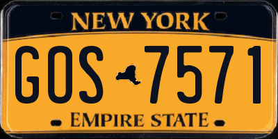 NY license plate GOS7571