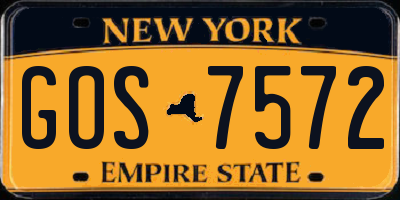 NY license plate GOS7572