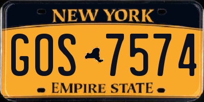NY license plate GOS7574