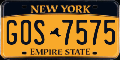 NY license plate GOS7575