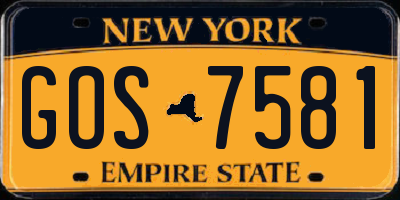 NY license plate GOS7581