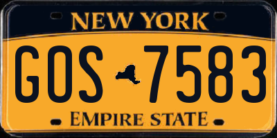NY license plate GOS7583