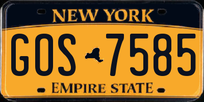 NY license plate GOS7585