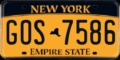 NY license plate GOS7586