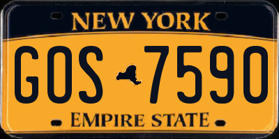 NY license plate GOS7590