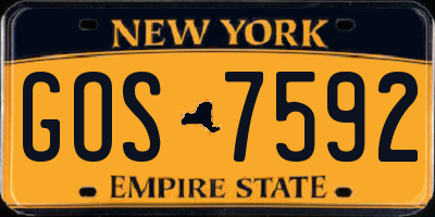 NY license plate GOS7592