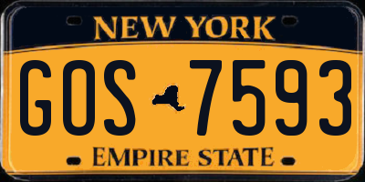 NY license plate GOS7593