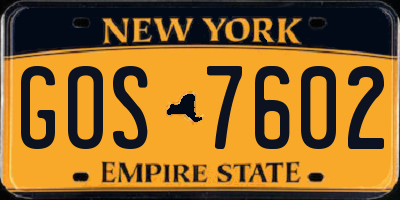 NY license plate GOS7602