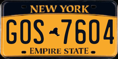 NY license plate GOS7604