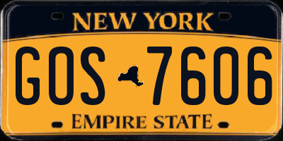 NY license plate GOS7606