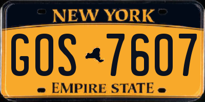 NY license plate GOS7607