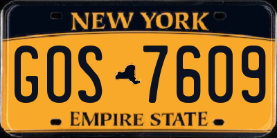 NY license plate GOS7609